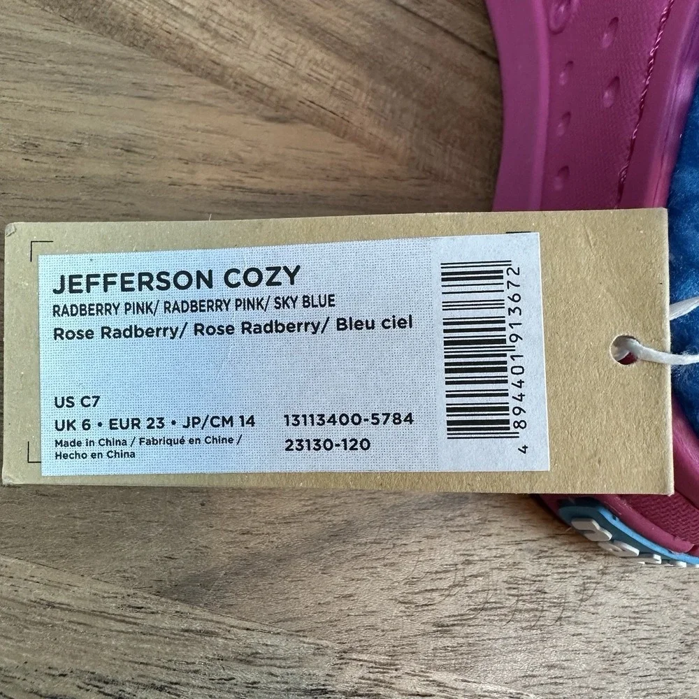 New NWT Little‎ Kids Native Jefferson Cozy Pink Fleece Sling Shoes 7 C